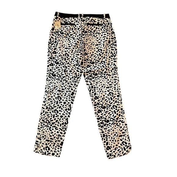 Forever 21 Ankle Pant Women's Size L White Leopard Straight Leg Mid-Rise Cotton - Picture 2 of 6